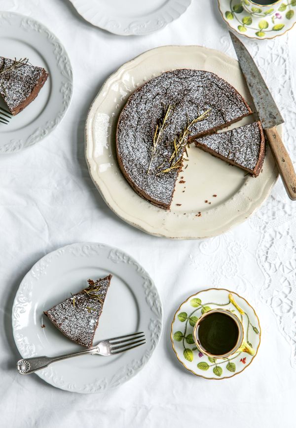 Flourless Chocolate,  Chestnut and Rosemary Cake