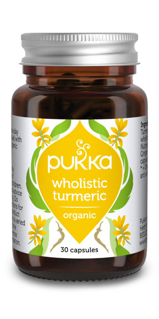 Pukka Wholistic Organic Turmeric Supplement to reduce inflammation and nurture brain focus and clarity.