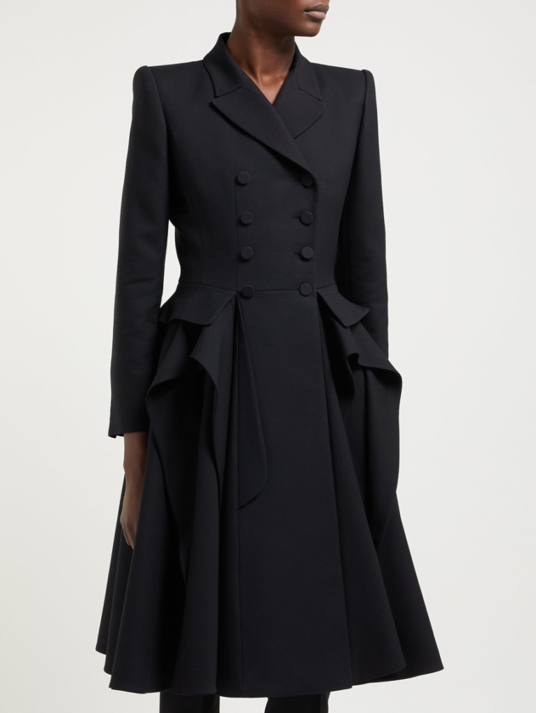 Alexander McQueen Forever Ruffle Double-Breasted Wool and Silk-Blend Coat