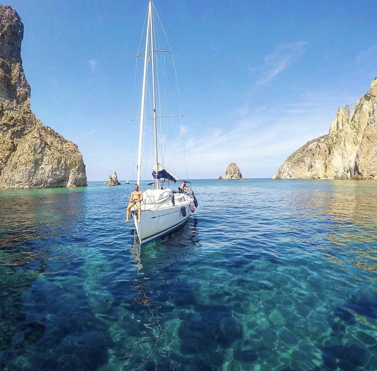 Sailing the Tyrrhenian Coast of Italy, close to Sperlonga