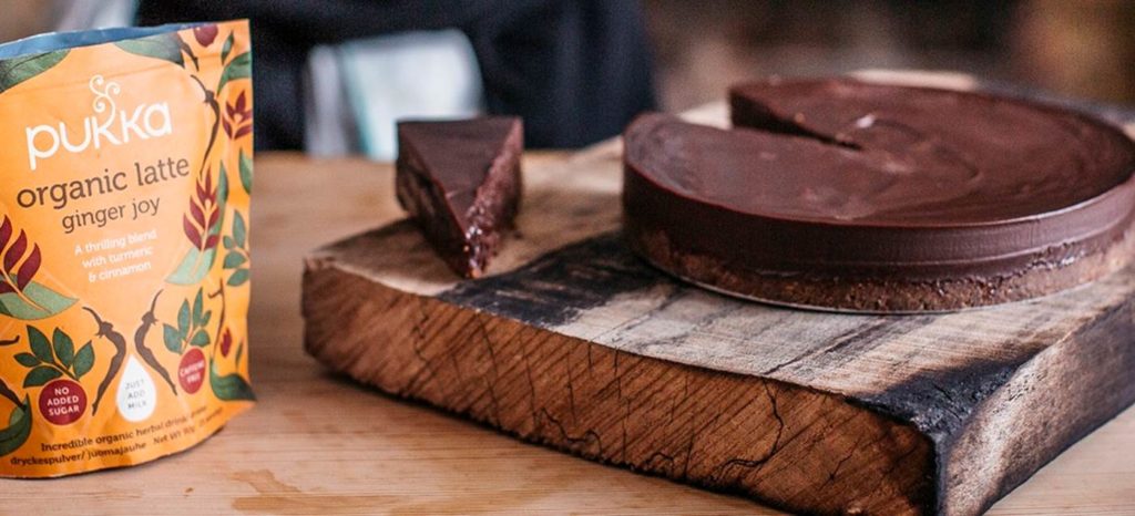 Deliciously Organic Chocolate and Ginger Joy Cake, Recipe by River Cottage with a rather special ginger latte from Pukka Herbs