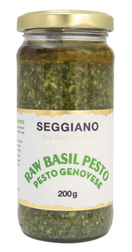 A jar of Raw Basil Pesto from Seggiano's.